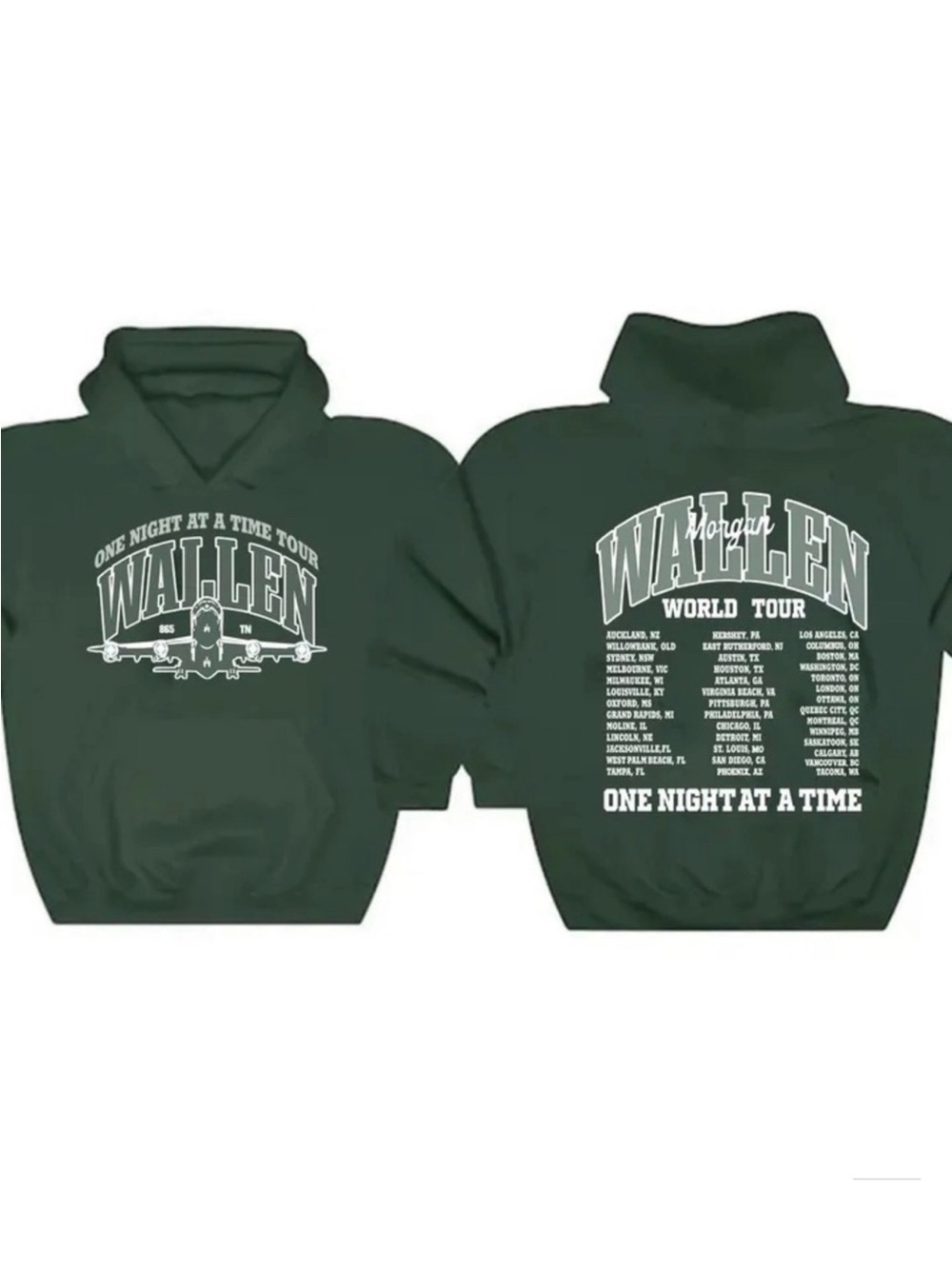 Wallen "One Night at a Time" Dark Green Tour Hoodie